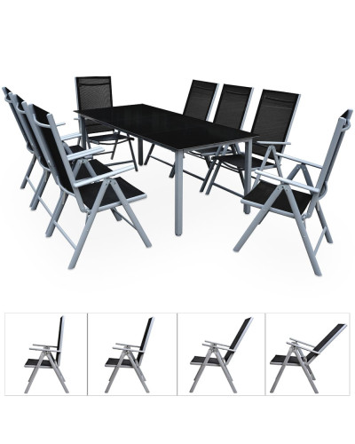 Gartenmöbel Set Alu 9-tlg. 8 Personen Sitzgruppe Bern